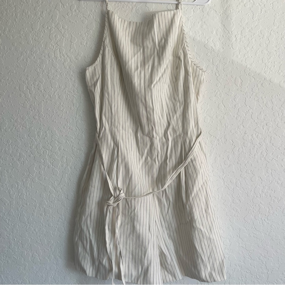 Madewell Cream Pinstripe Mini Dress